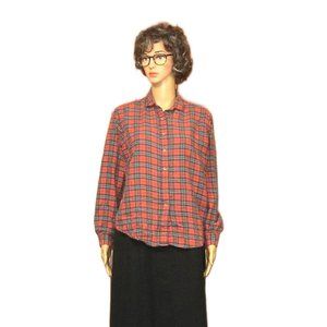 L.L.Bean Vintage Plaid LS Button Down Shirt Size 16 Red, Navy,White